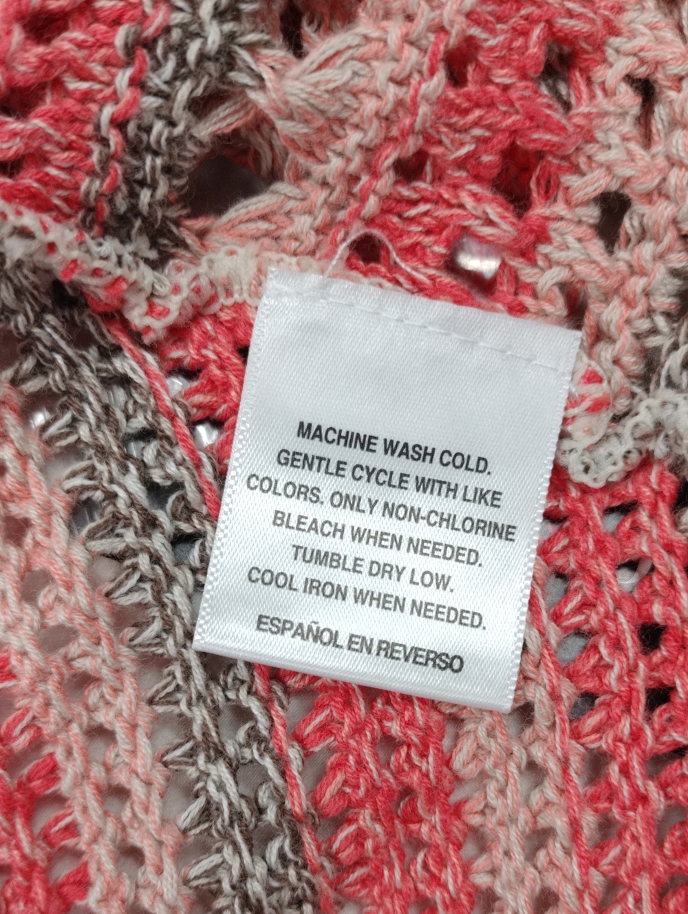 Style & Co. Open Front Crochet Cardigan Sweater - Orange and Gray Size XS - Picture 6 of 10